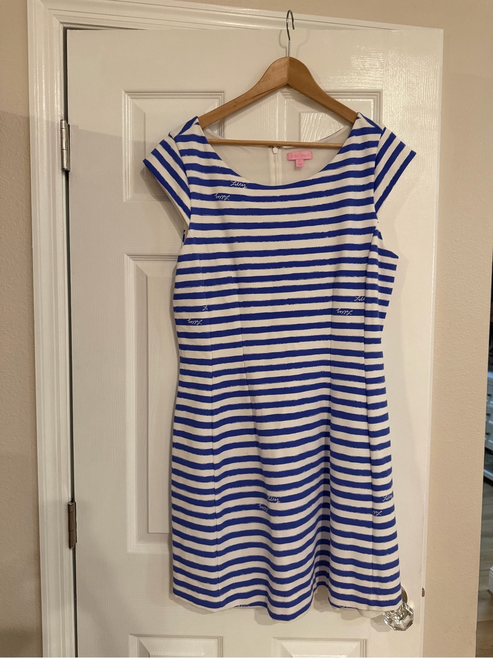 Lilly Pulitzer Royal Blue & White Striped Cap Sleeve A-Line Dress